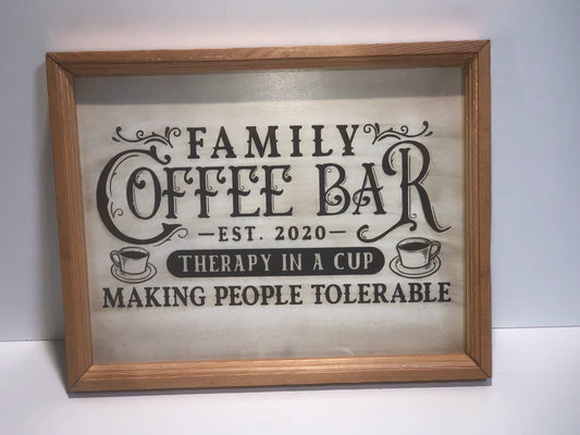 Family Coffee Bar Wood Sign