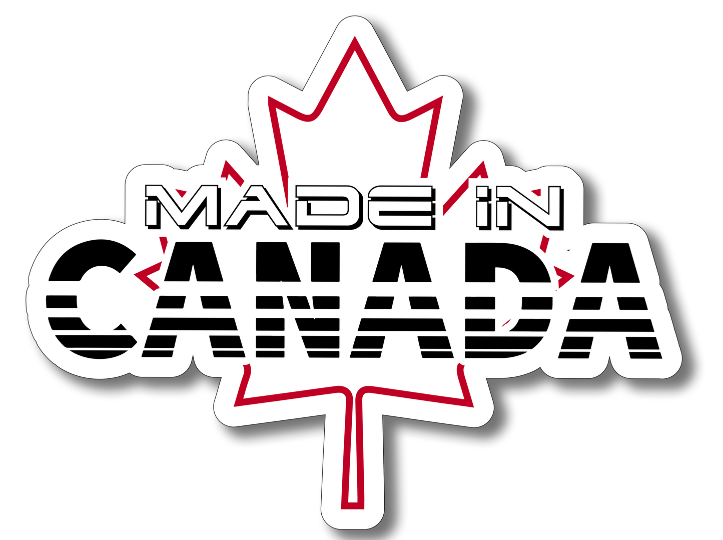 a Canadian maple leaf sticker that says made in Canada