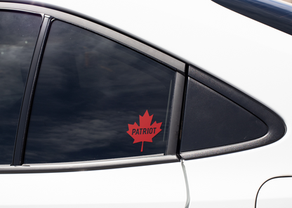 Red Canadian Patriot Maple Leaf Window Decal on car window